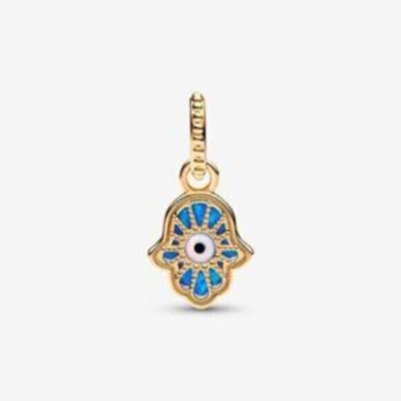 Pandora Opalescent Blue Hamsa Hand Dangle Charm - Picture 4 of 4